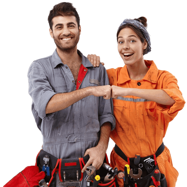 male-female-workers-wearing-work-clothes